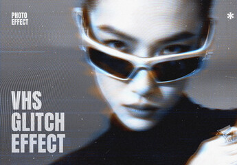 VHS Anaglyph Photo Effect Mockup