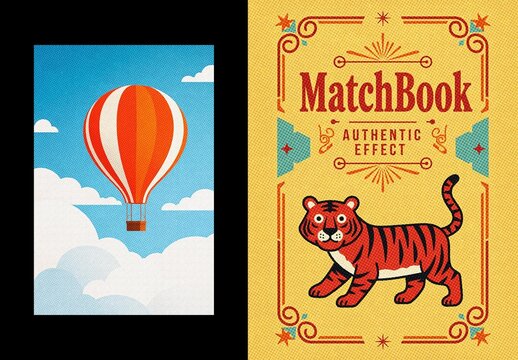 Matchbook Printer Design Poster Effect Mockup
