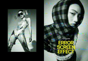 Crt Screen Poster Photo Effect Mockup