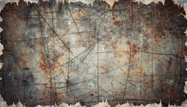 Distressed Grunge Texture Featuring Worn Edges And Rugged Surface Depth