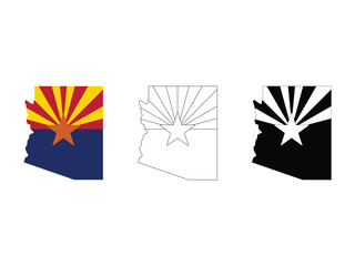 set of arizona state flag design, vector illustration, isolated on transparent background