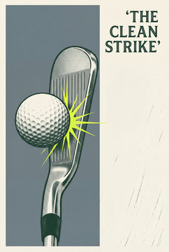 Golf club hitting ball with copy space ideal for poster flyer design