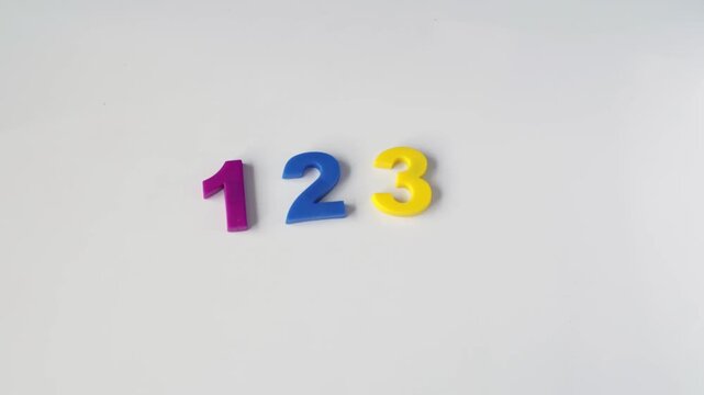 Stop motion sequence showing a hand counting from one to five using fingers. Perfect for children education, early learning and math concepts.