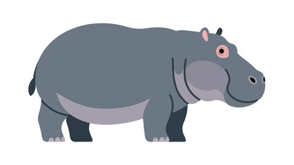 Obraz premium Stylized illustration of a robust river horse, an iconic wildlife creature presented in a minimalist graphic style, perfect for educational content