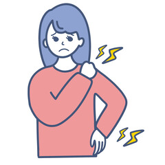 Fototapeta premium 肩や腰に悩みがある女性のイラスト素材