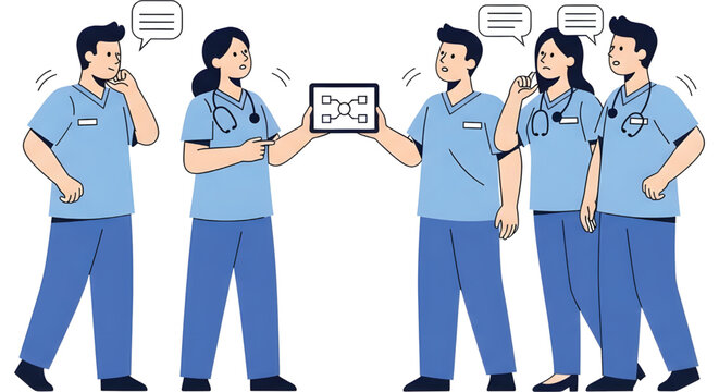 Vector illustration of medical team briefing