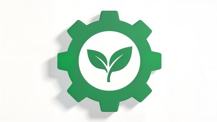 Green gear with leaf symbol
