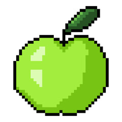 Pixel Art Icon of Green Apple