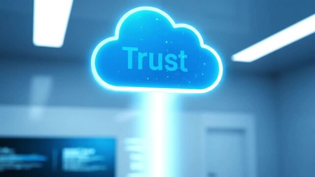 Security Camera Cloud Sync Concept with Glowing Data Beam