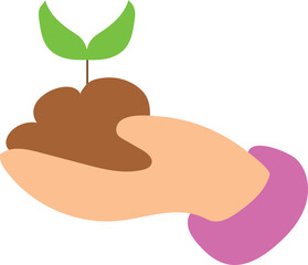 Plant Growing in Hand Illustration for Nature Care