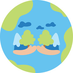 Hands Holding Trees Illustration for Environmental Protection