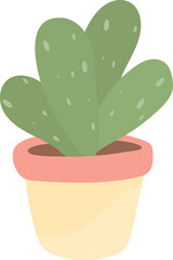 Abstract Green Plant in Pastel Pot Illustration
