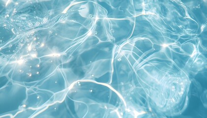 Obraz premium A close-up view of sparkling clear water with shimmering light reflections on its surface