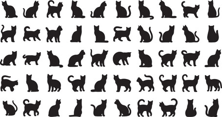 Cat Silhouette Graphic Elements Set