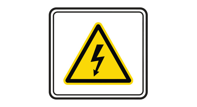 Electrical hazard warning sign indicating potential electrical shock or danger with a prominent lightning bolt symbol