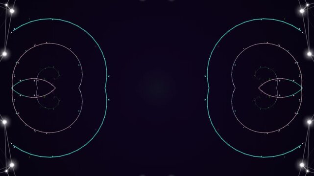 Dynamic digital illustration of two facing profiles with neon blue outlines and constellation patterns on a dark background, showcasing artistic motion graphics.