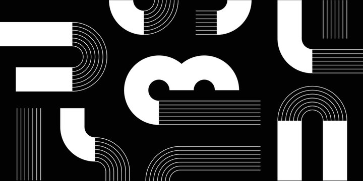 Abstract linear pattern illustration with flowing parallel stripes. White, black, monochrome. Dark mode modern art composition, for branding, packaging, editorial layouts, stylish backgrounds. 