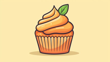 Cute orange cupcake graphic