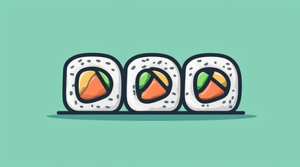 Colorful Sushi Rolls Illustration