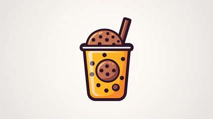 Cookie Bubble Tea Drink Illustration