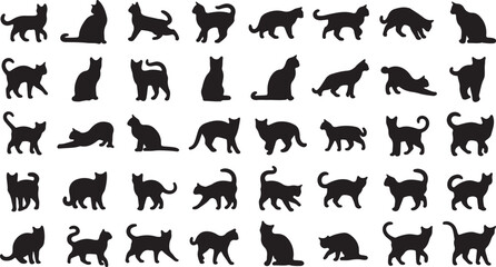 Cat Silhouette Isolated Animal Vector Pack