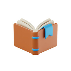 An Open Book With Bookmark . Isolated on transparent background, png