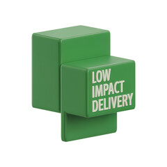 Conceptual image of Low Impact Delivery showcased on an abstract cube design, perfect for eco-friendly logistics branding . Isolated on transparent background, png