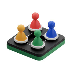 colorful board game pieces arranged on game board representing strategy, cooperation, and competition . Isolated on transparent background, png