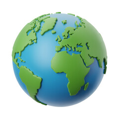 vibrant illustration of planet earth showing continents and oceans, symbolizing global connectivity and environmental awareness  . Isolated on transparent background, png