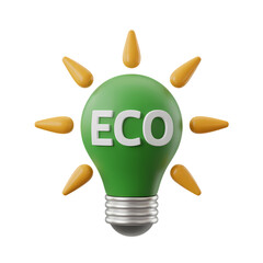 eco-friendly lightbulb, a vibrant illustration symbolizing sustainability and innovation . Isolated on transparent background, png