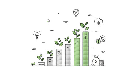 Growing Business Graph with Green Plants. © Watirah