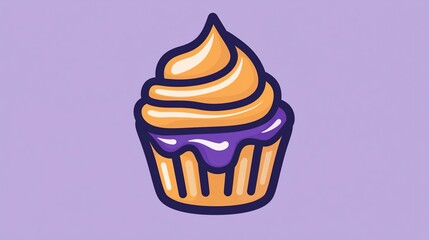 Cute Cupcake on Purple Background