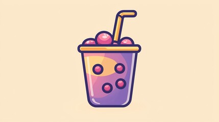 Cute drink illustration, pastel colors