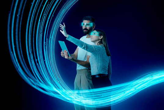 3D digital teamwork in flowing data stream space