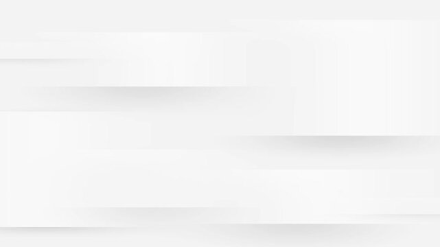 Elegant Minimal White Abstract Background with Smooth moving Blurred Layers With Soft Shadows. Clean Modern Motion Design. Seamless Loop Backdrop. 