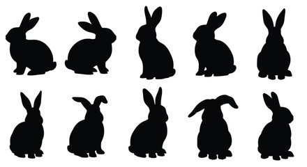 Collection of Rabbit Silhouettes bunny animal