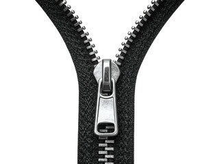 Metallic fastener partially opened against a dark background