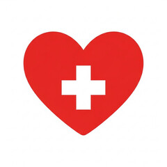 Obraz premium A red heart with a white cross symbolizing health and medical care illustration on a plain background viewed directly