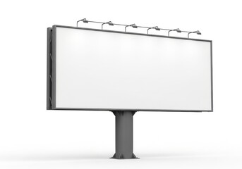 Obraz premium Large Outdoor Billboard Display Structure With Blank White Screen For Advertising And Marketing On A Sturdy Gray Support Pole Under Bright Studio Lighting Isolated White Background
