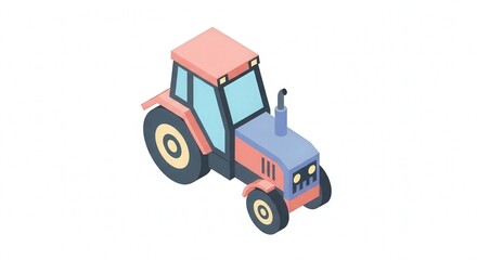 Naklejka premium Isometric Tractor Illustration for Agricultural and Farming Use