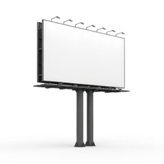 Fototapeta premium Large Outdoor Billboard Structure With Double Pole Support And Bright Lighting Ready For Advertisement Display Isolated White Background