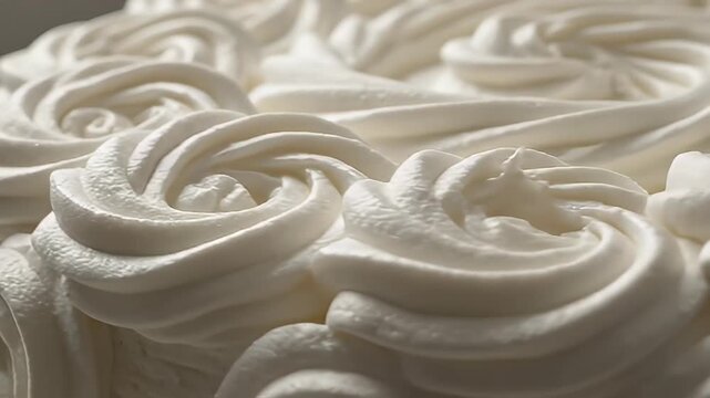 Elegant White Cake with Beautiful Rose Frosting Swirls Close-up