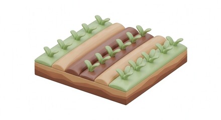 Naklejka premium Fresh Organic Vegetable Garden Bed With Young Green Sprouts