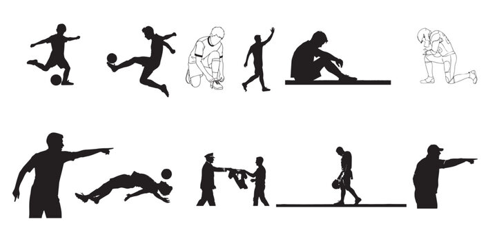Silhouette of people performing various exercises and exercises