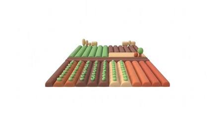 Naklejka premium Colorful Vegetable Garden Plot with Rows of Fresh Vegetables and Greens