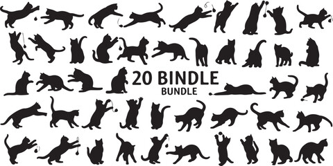 Cat Silhouette Icon Collection  Cute Feline Vector