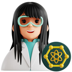 Scientist Character with Atom Icon