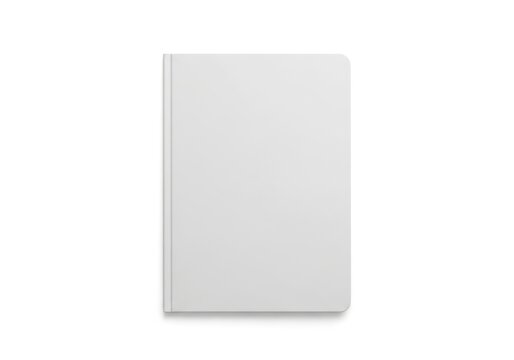 Plain White Notebook With Light Gray Cover And White Border Isolated On White Background