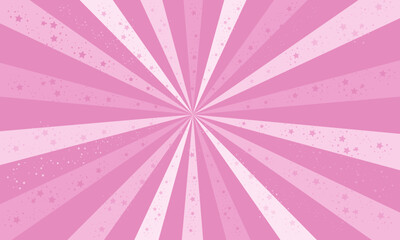 Sunrays banner design Aesthetic Pink colored background. Sun rays, starbust with stars.eps