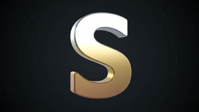 A gradient-colored, three-dimensional letter S floating against a dark background